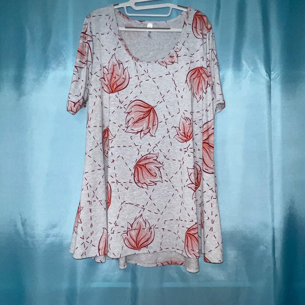 LuLaRoe Perfect T Gray Maroon Pink Floral 2X